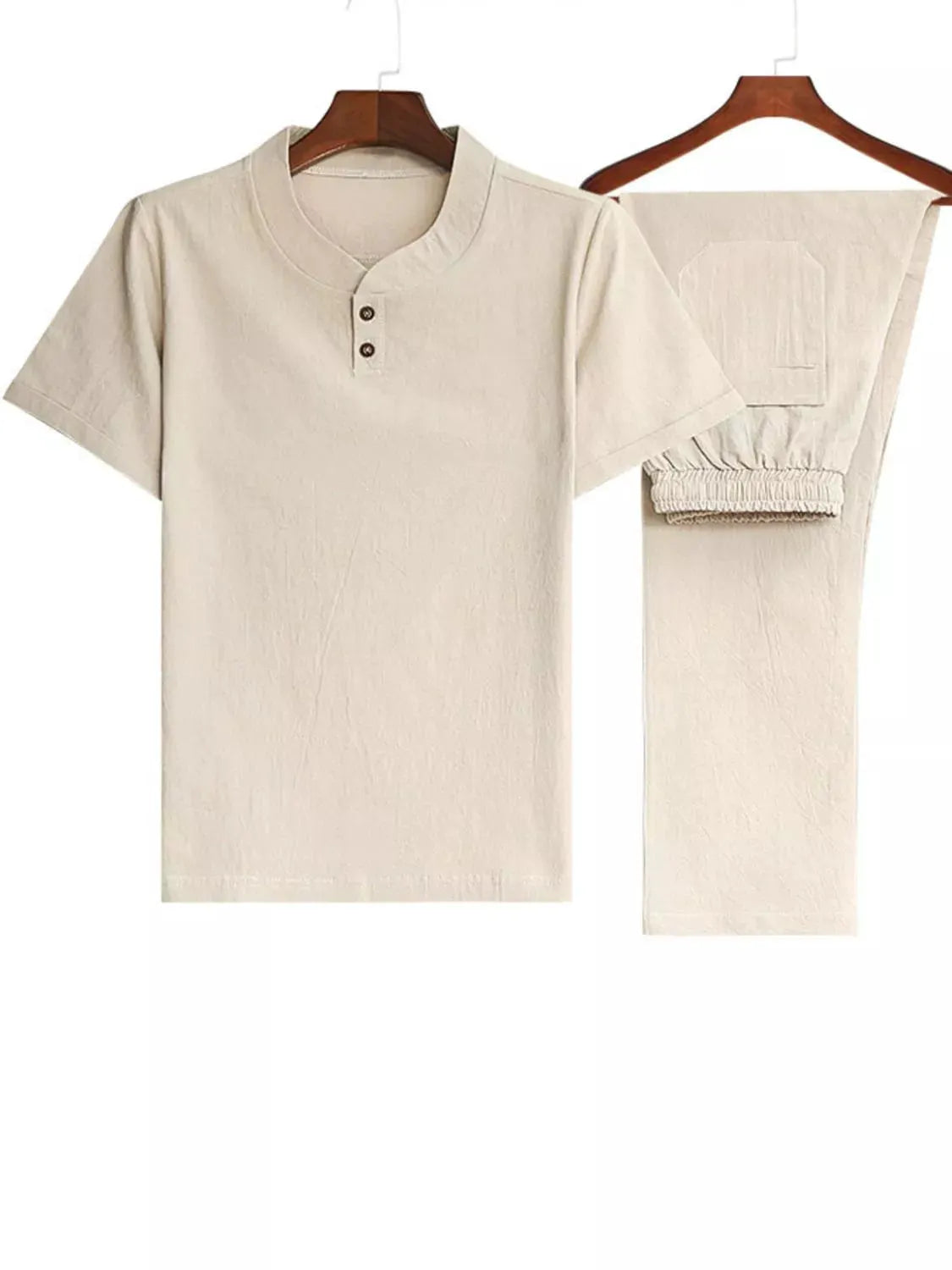 Men's Plus Size Casual Short Sleeve Top & Pants Set by Trendsi
