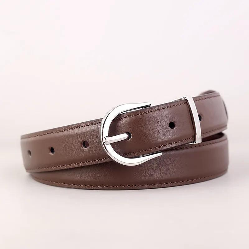 Silver Buckle Leather Belt by Trendsi