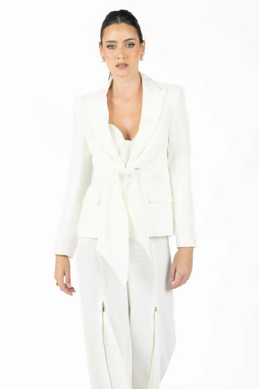 Alana White Pleated Blazer by Akalia