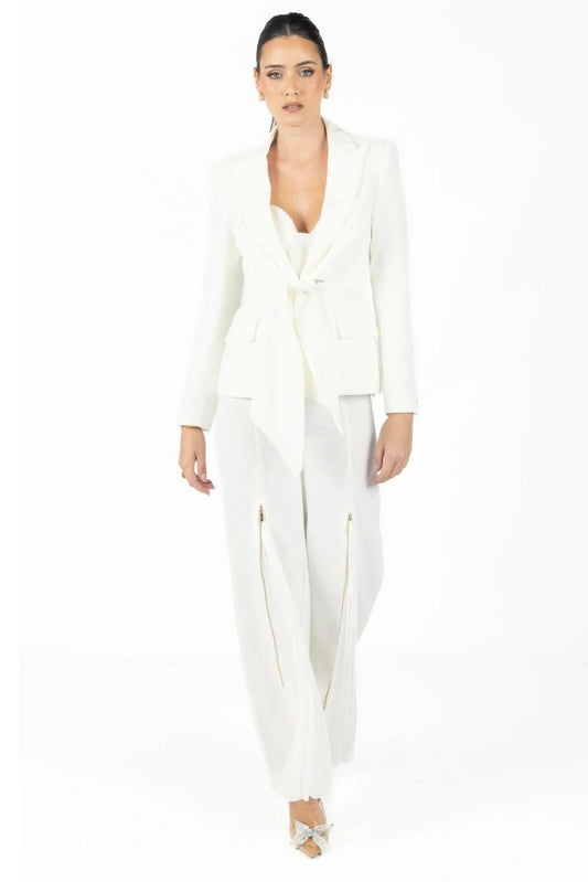 Alana White Pleated Pants by Akalia
