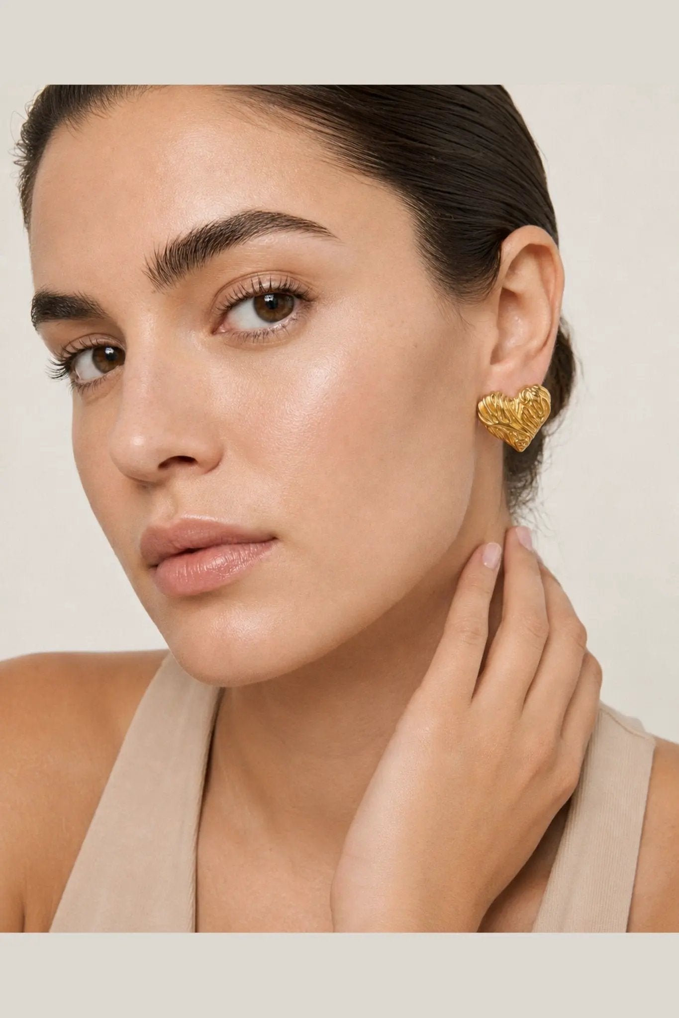 Amara Waterproof Molten Heart Stud by Akalia