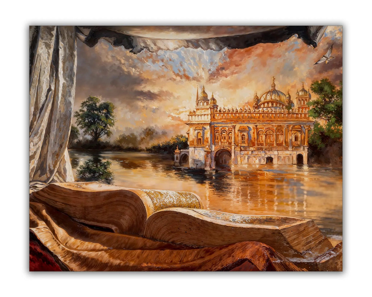Ancient Golden Temple -Wall Decor- Spiritual Wall Art by Gtaart.ca