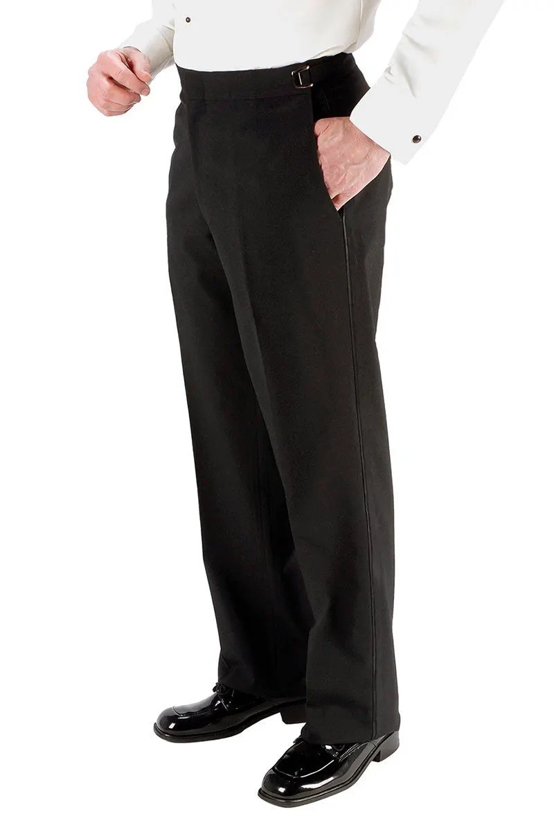 "Anthony" Black Vitale Barberis Italian Wool Tuxedo Pants by Tux-USA