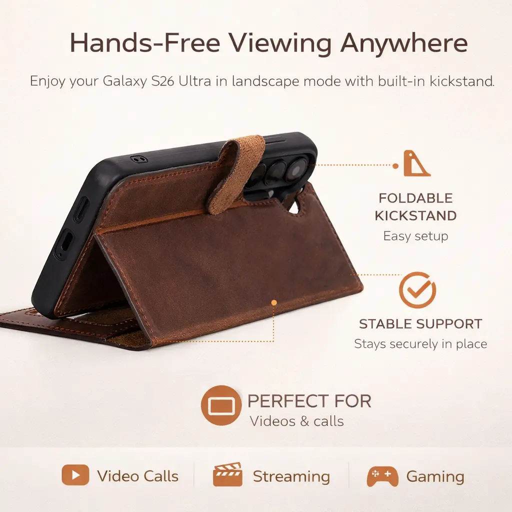 Buffalo Samsung Galaxy S26 Ultra Leather Wallet Case by TORONATA