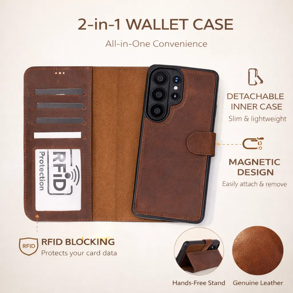 Buffalo Samsung Galaxy S26 Plus Leather Wallet Case by TORONATA