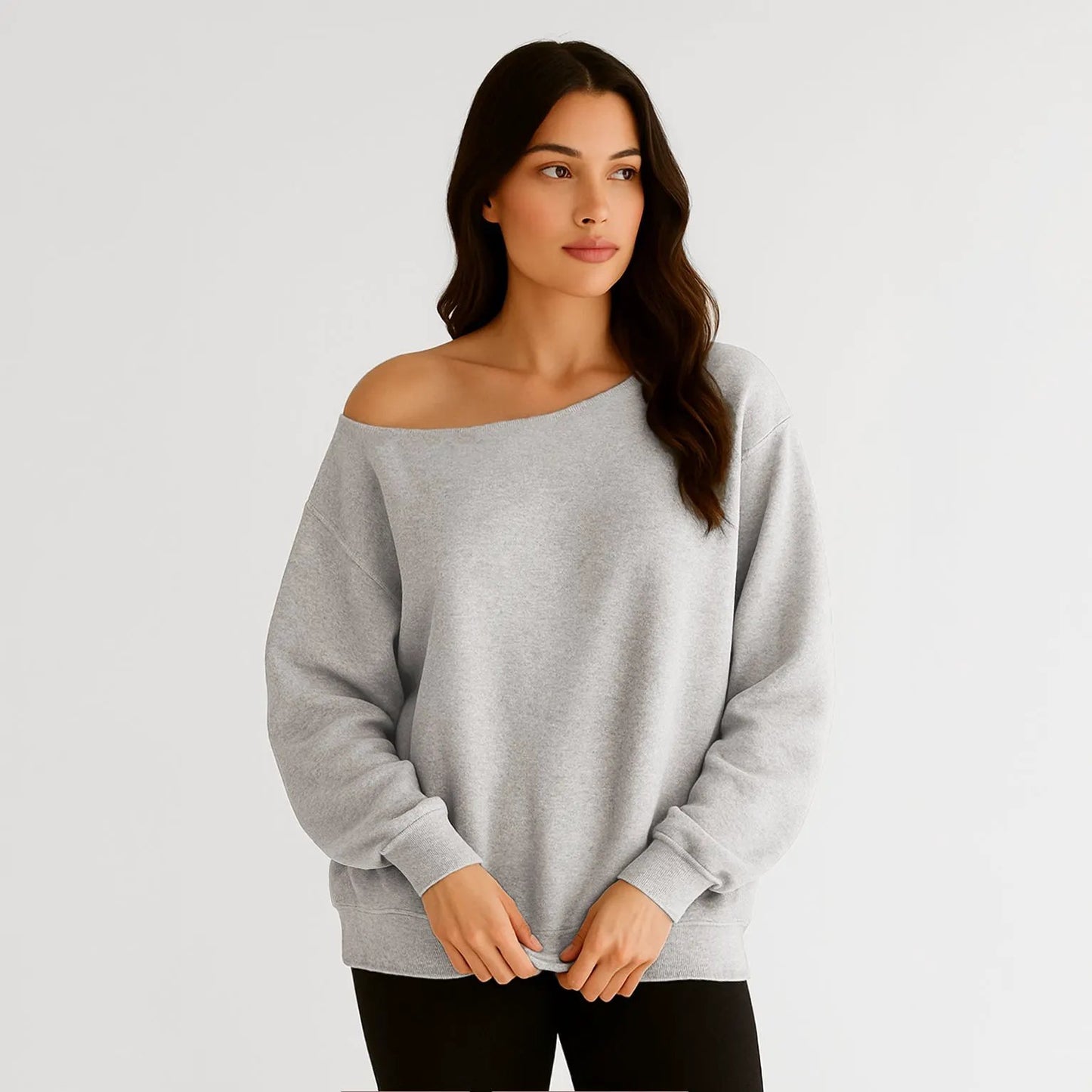 6007 - Women's Fleece Off Shoulder Pullover Sweatshirt by POS Wholesale