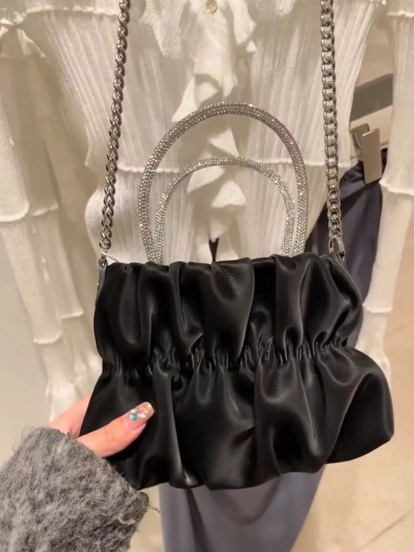 Ruched Chain Crossbody Bag by Partner Label