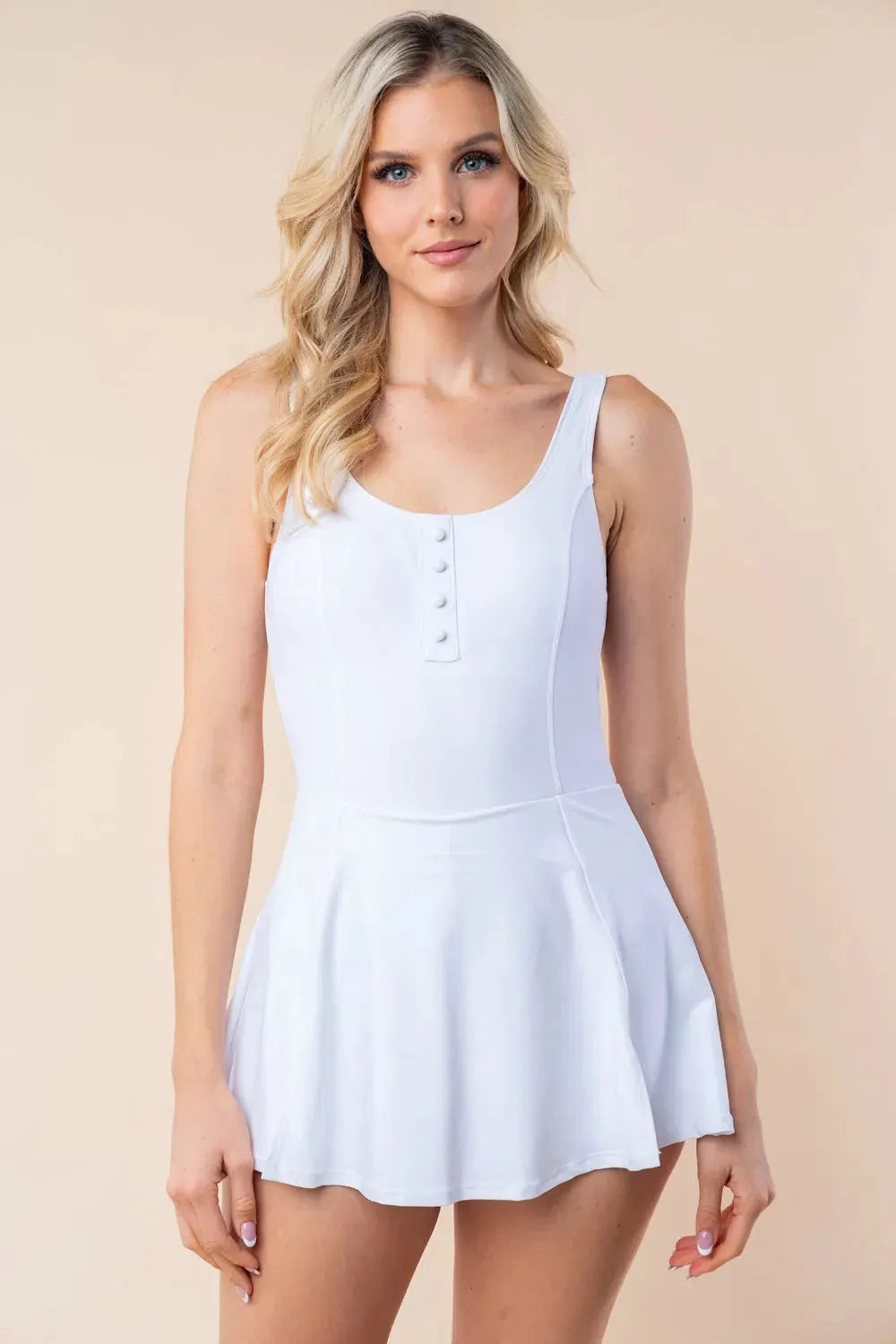 White Birch Sleeveless Performance Knit Swim Dress by White Birch