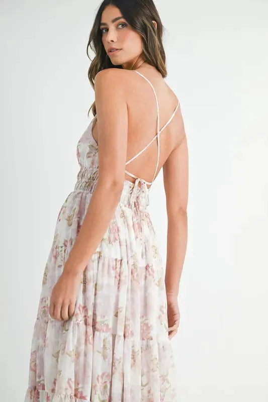 MABLE Floral Print Tiered Cami Maxi Dress by MABLE