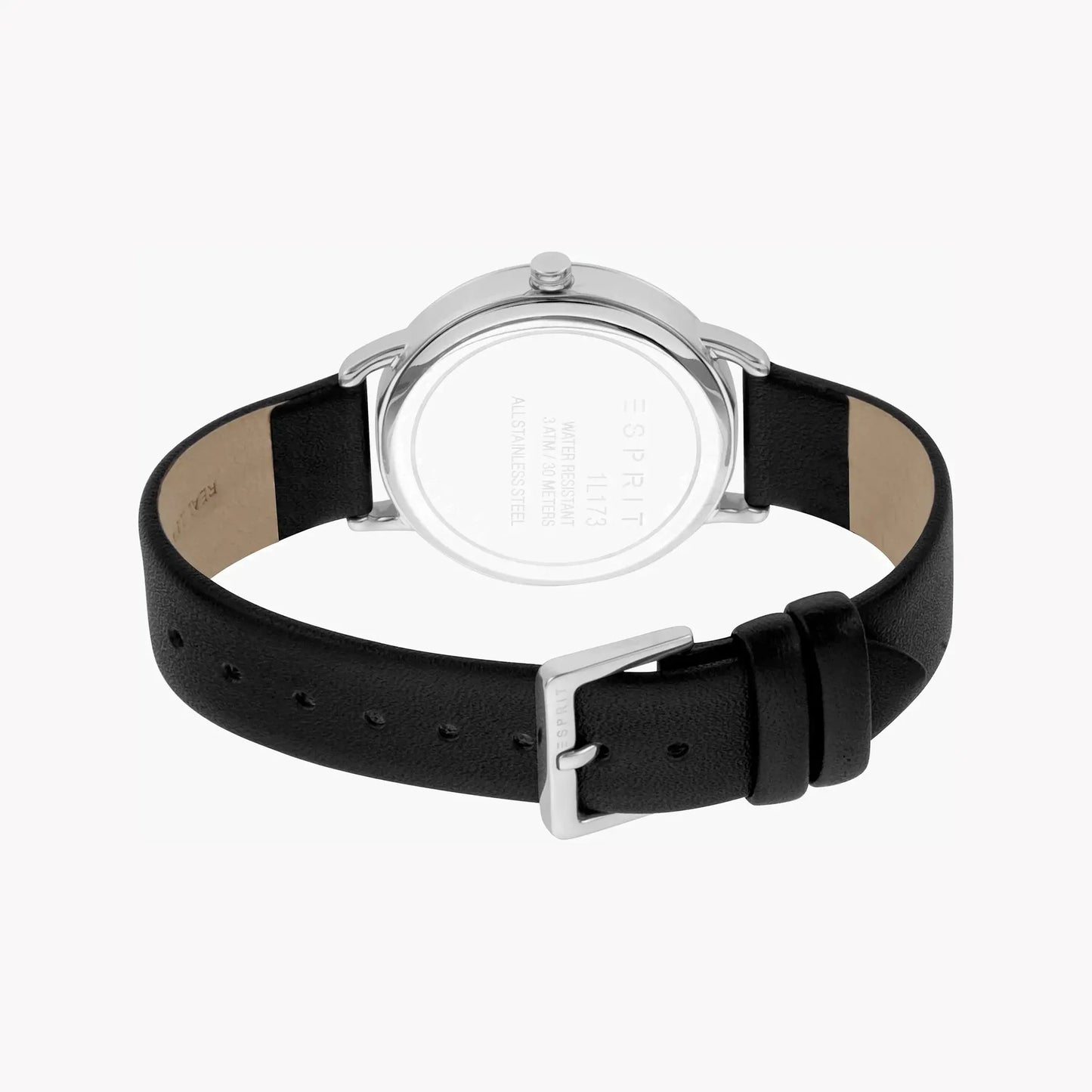 Esprit Women's Black Leather Watch, Silver Dial | ES1L173L0015 by ESPRIT