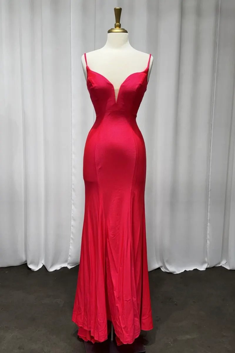 Fitted Neon Coral Gown by Tux-USA