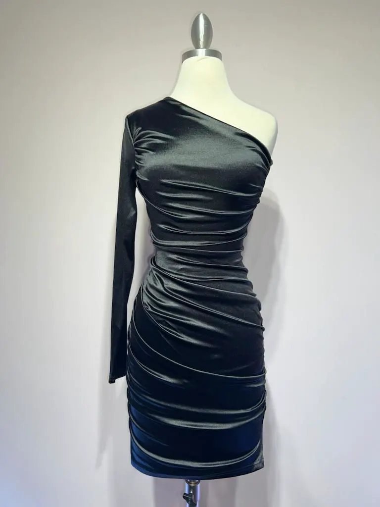 One Shoulder Satin Dress by Tux-USA