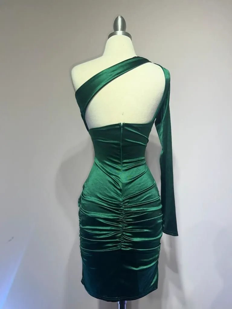 One Shoulder Satin Dress by Tux-USA