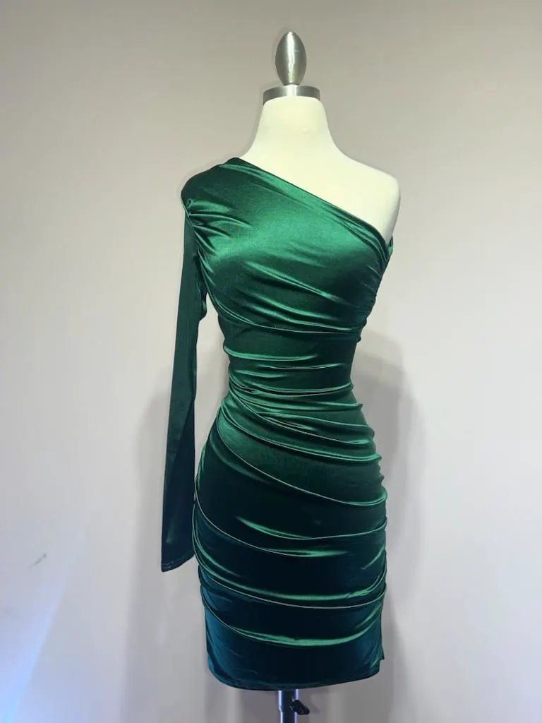 One Shoulder Satin Dress by Tux-USA