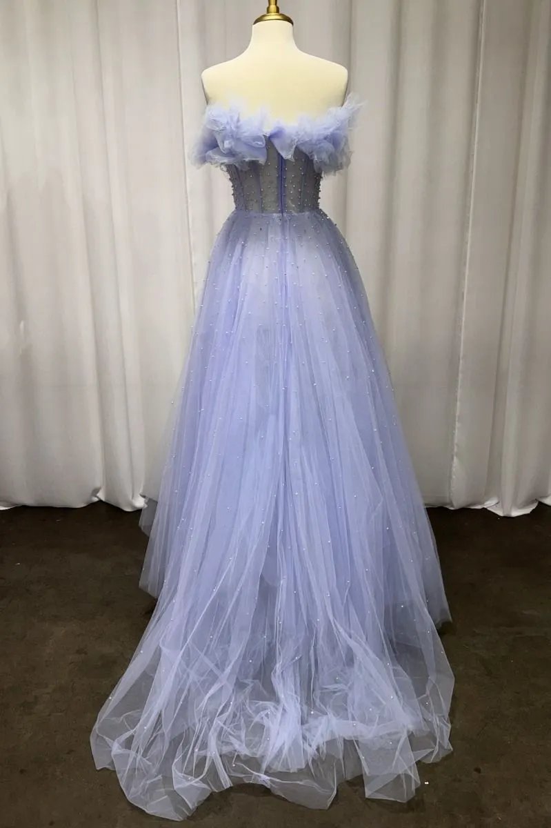Strapless Layered Blue Ball Gown by Tux-USA