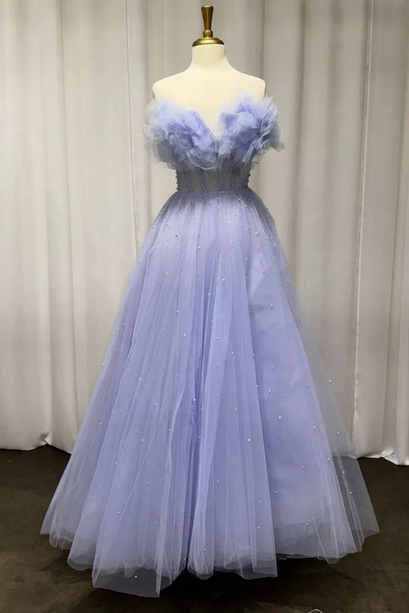 Strapless Layered Blue Ball Gown by Tux-USA