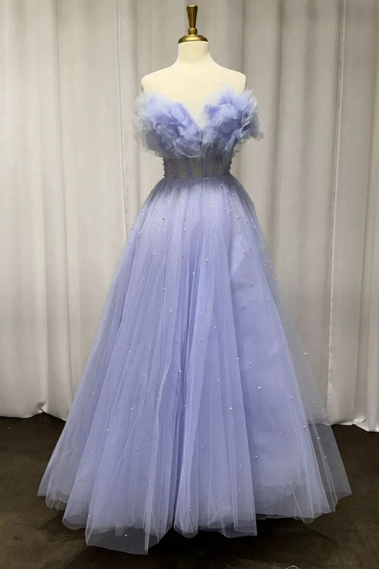 Strapless Layered Blue Ball Gown by Tux-USA