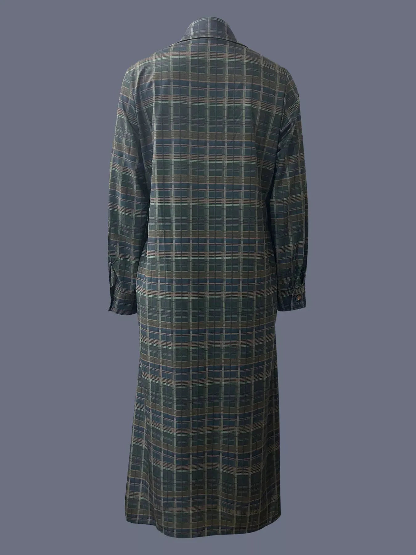 Plaid Button Front Maxi Shirt Dress by Partner Label