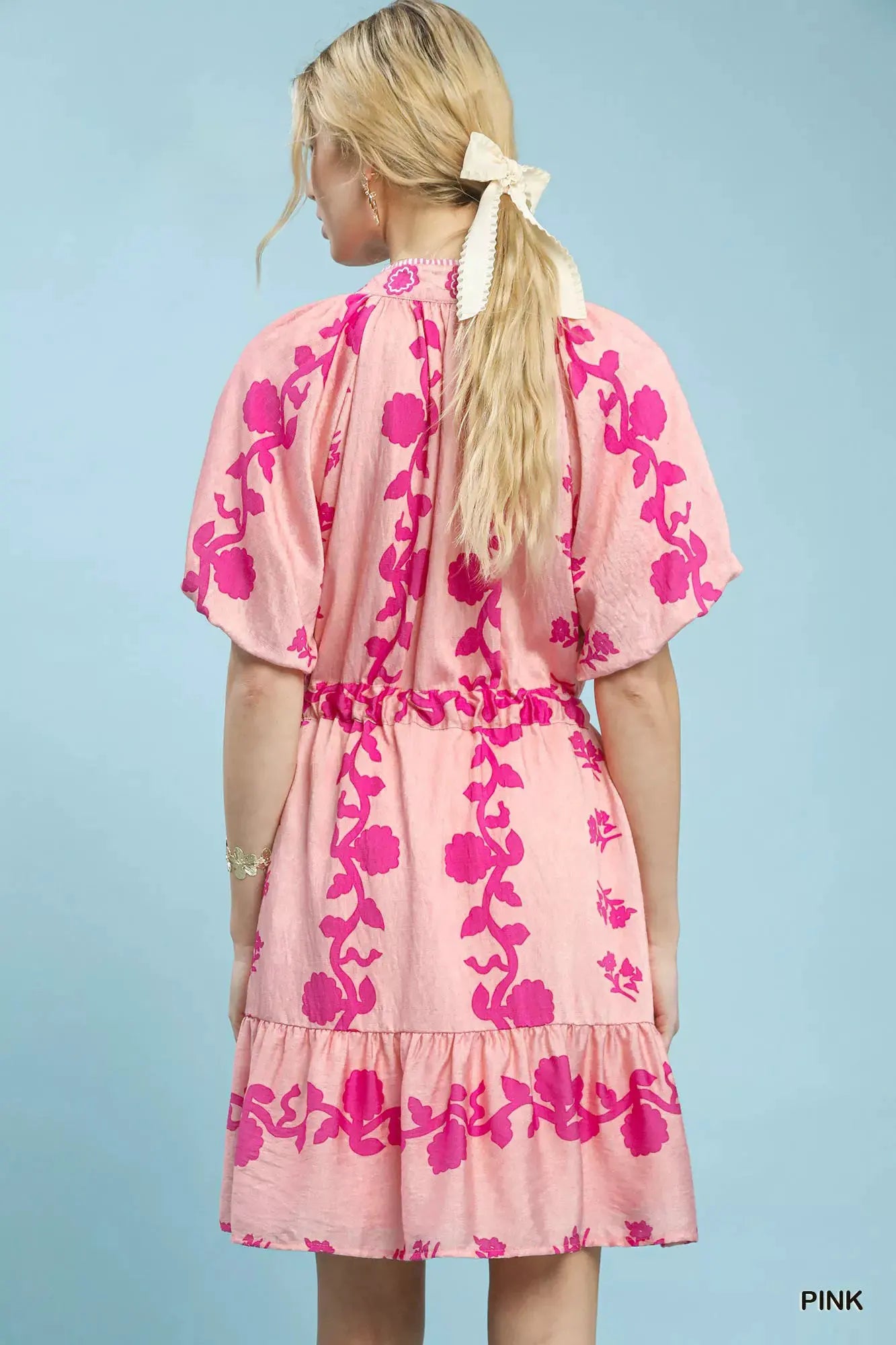 Umgee Floral Tie-Waist Boho Mini Dress by Umgee USA