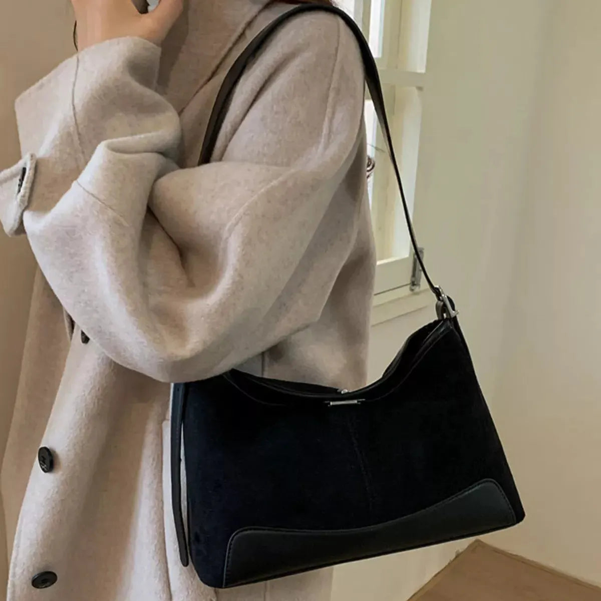 Suede Crossbody Bag with Adjustable Strap by Partner Label