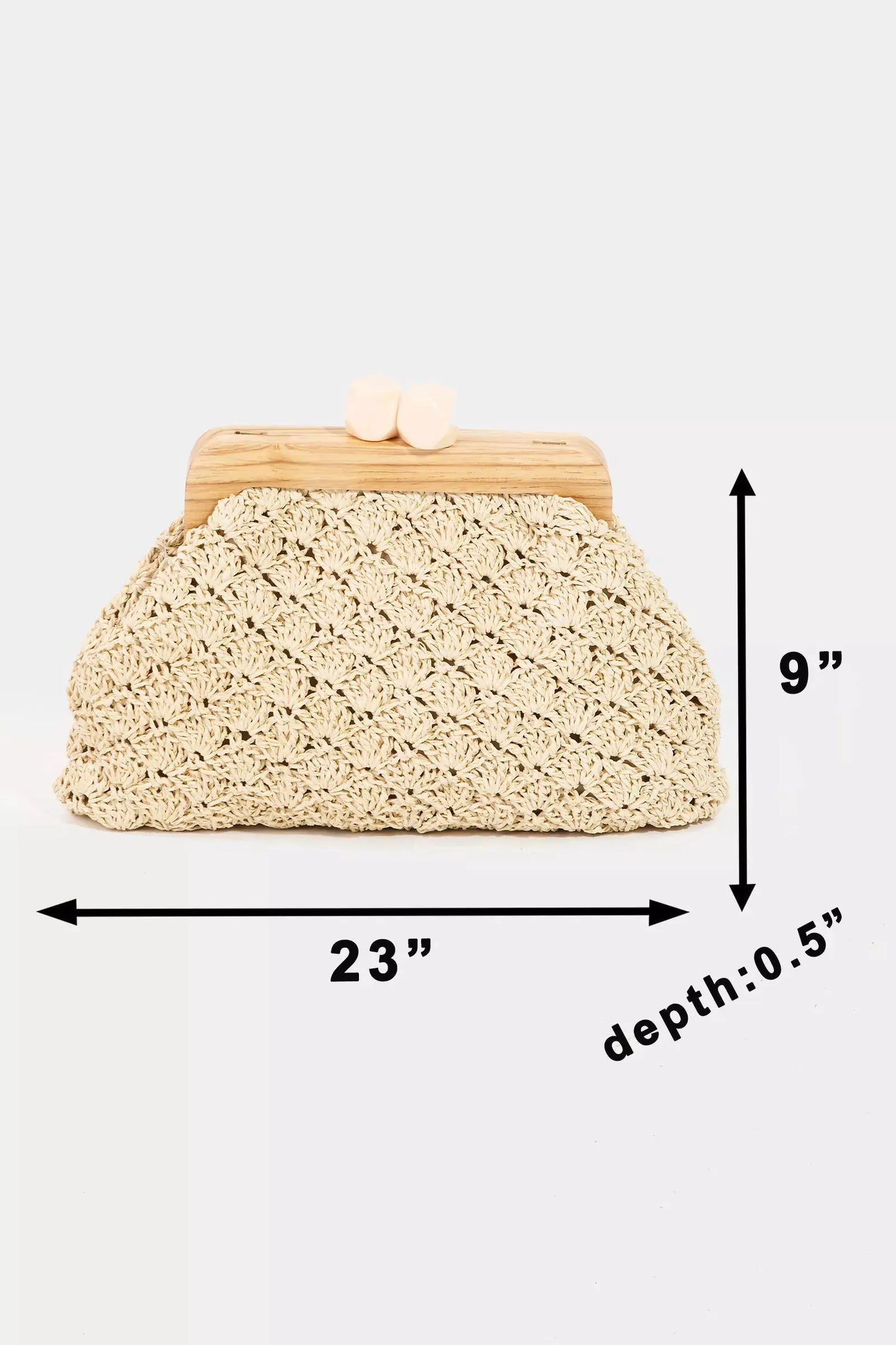Fame Straw Braided Wooden Frame Cluch Bag by Partner Label