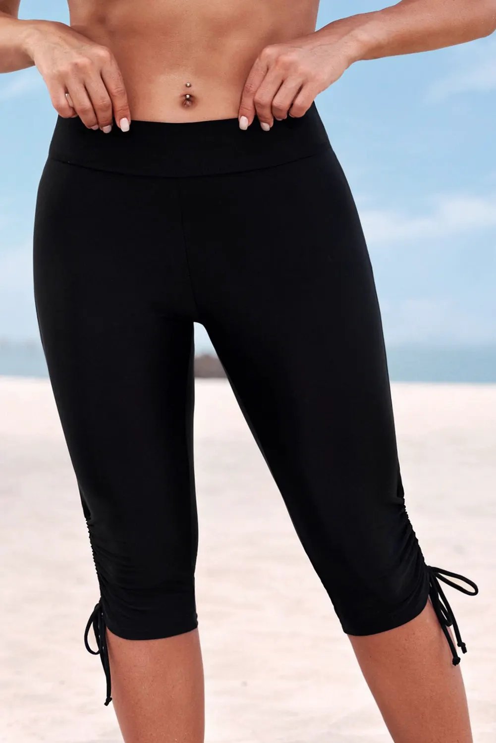 Drawstring Ruched Swim Shorts by Partner Label