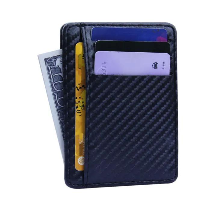 PU Leather Carbon Fiber Wallet Mini Slim Business Card Holder by Inland Leather
