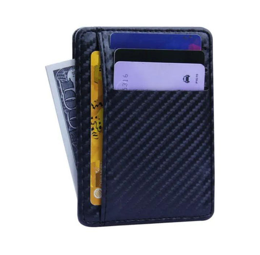 PU Leather Carbon Fiber Wallet Mini Slim Business Card Holder by Inland Leather