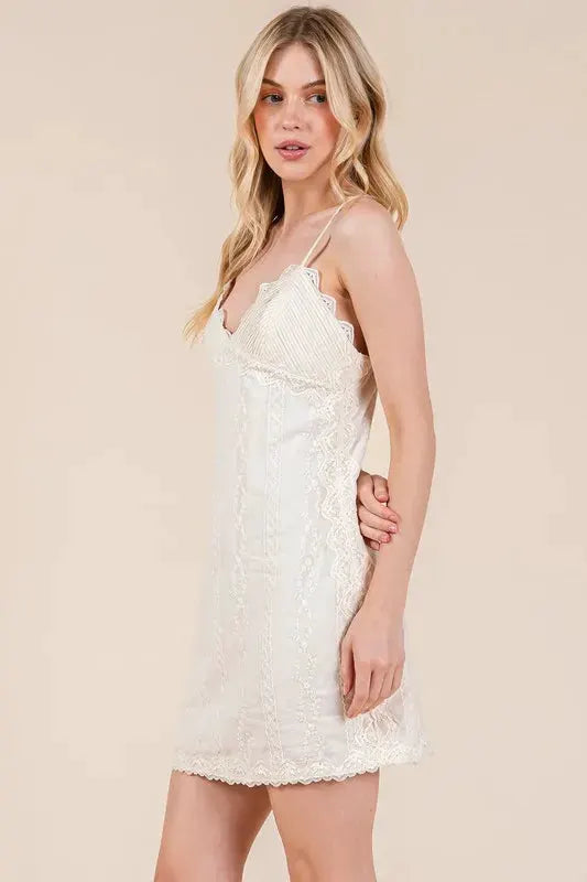 GeeGee Lace Detail Adjustable Strap Mini Cami Dress by GeeGee