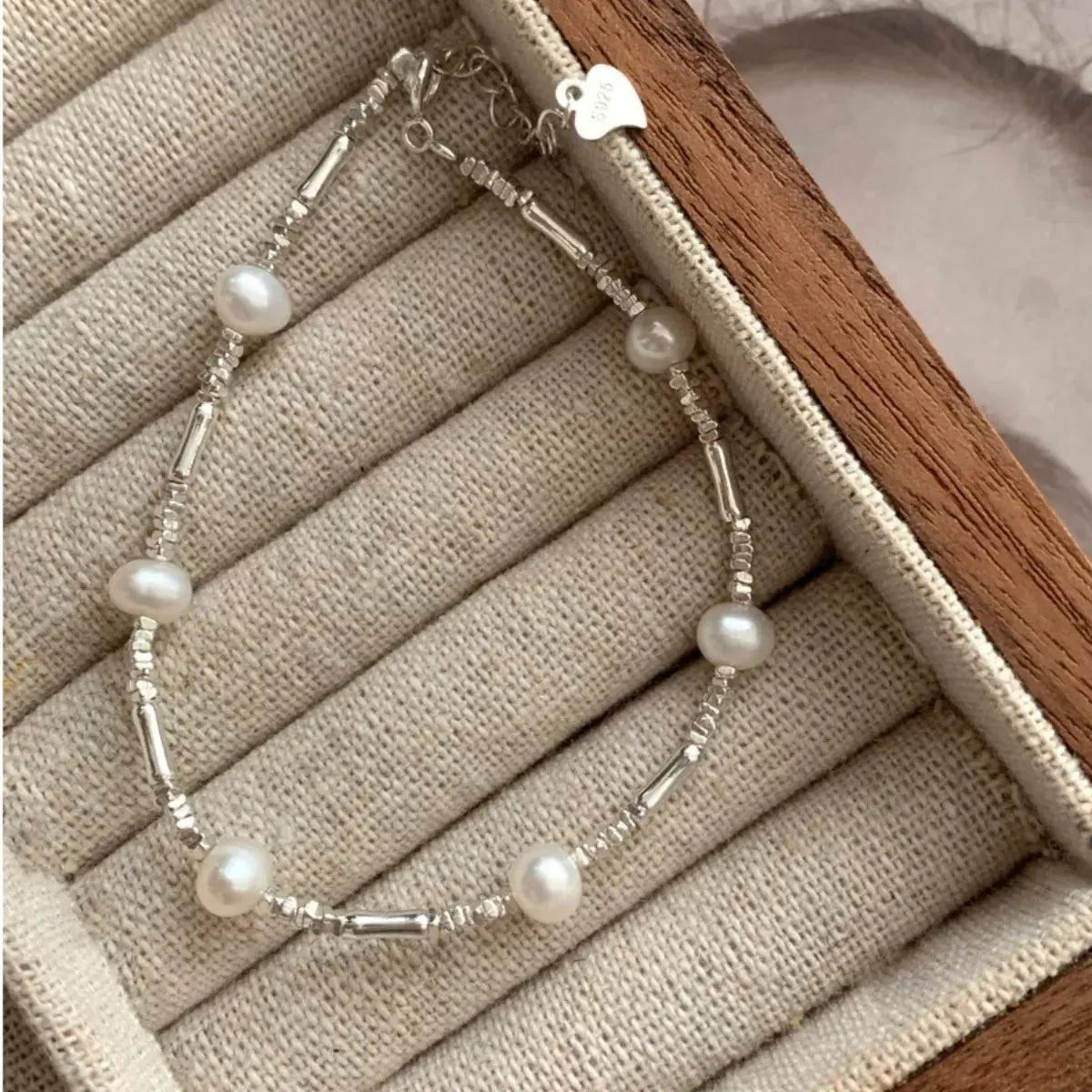 925 Sterling Silver Pearl Bracelet by Partner Label