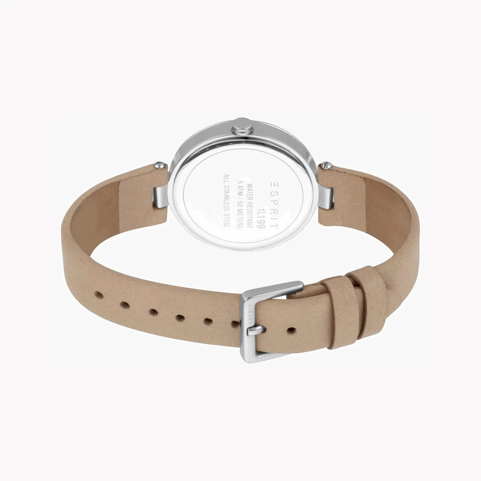 Esprit Women's Beige Leather Watch, White Mother Of Pearls | ES1L199L1015 by ESPRIT
