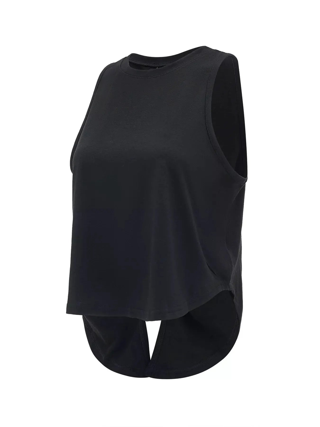 Cutout Back Round Neck Active Tank by Trendsi
