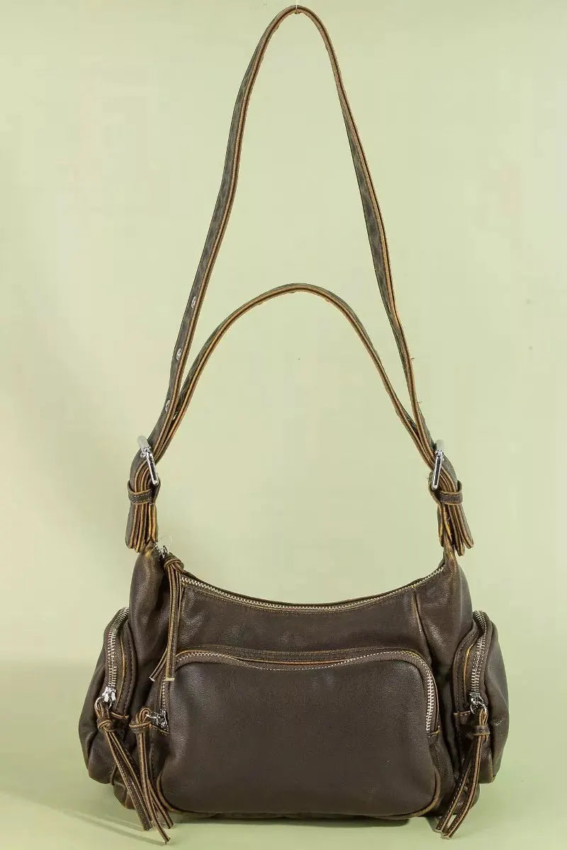 Fame Multi Pocket Leather Shoulder Bag by Partner Label