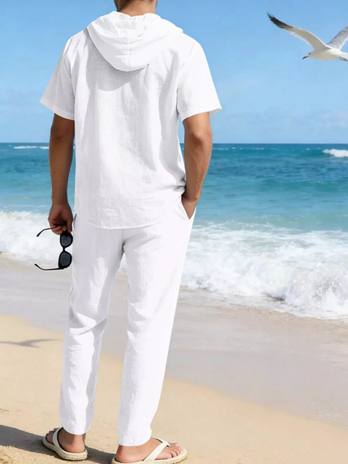 Men's Full Size Button Up Hooded Top and Pants Set Plus Size by Trendsi