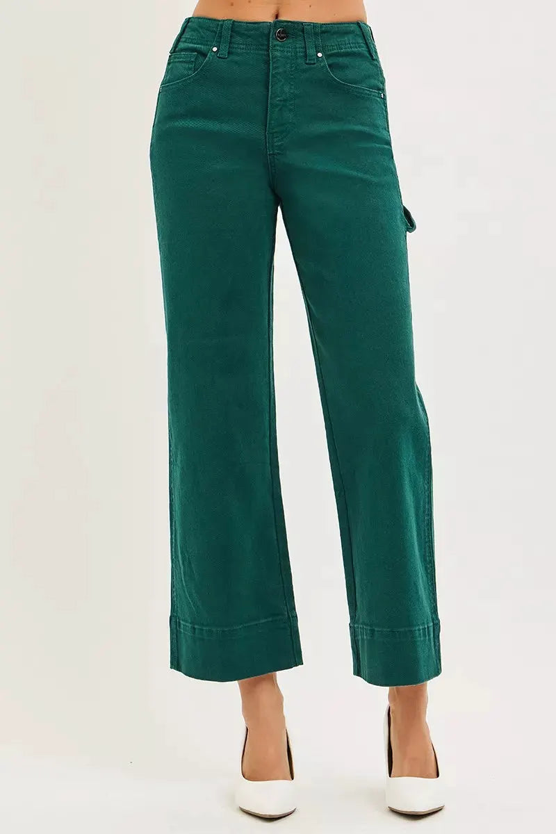 RISEN Tummy Control High Rise Crop Wide No Waist Band Pants by RISEN