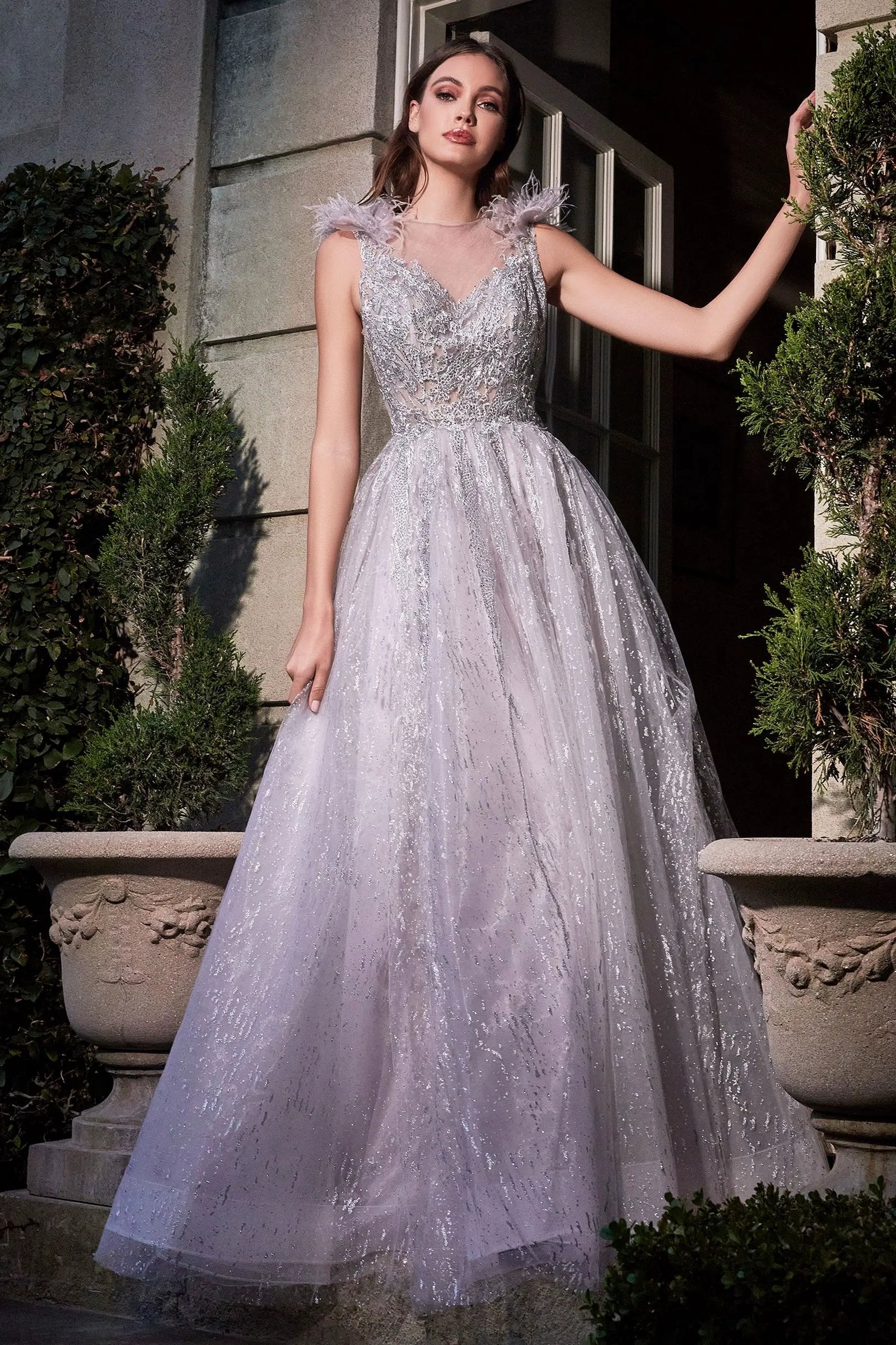 Feather Layered Tulle A-Line by Tux-USA