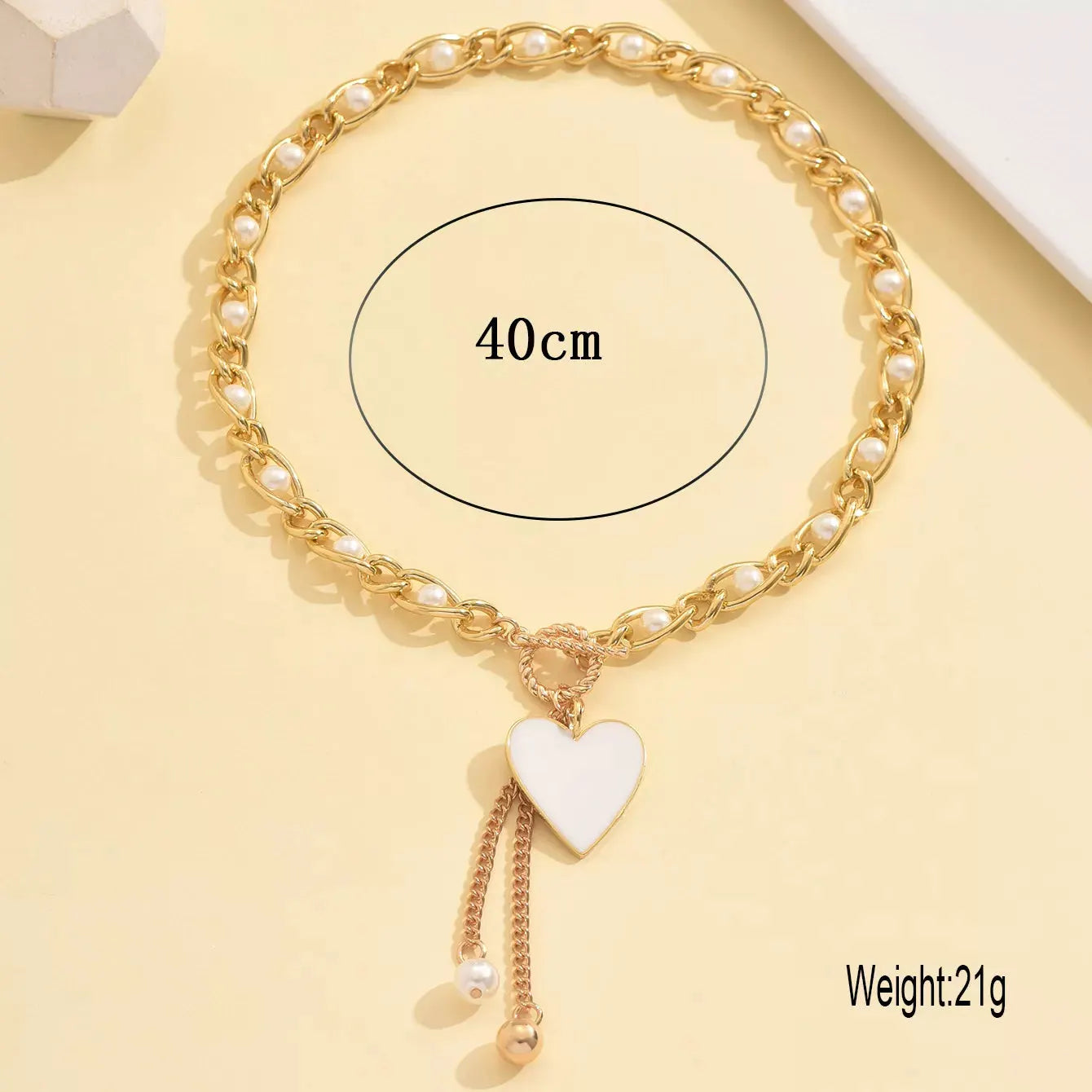 18K Gold-Plated Pearl Heart Necklace by Partner Labels