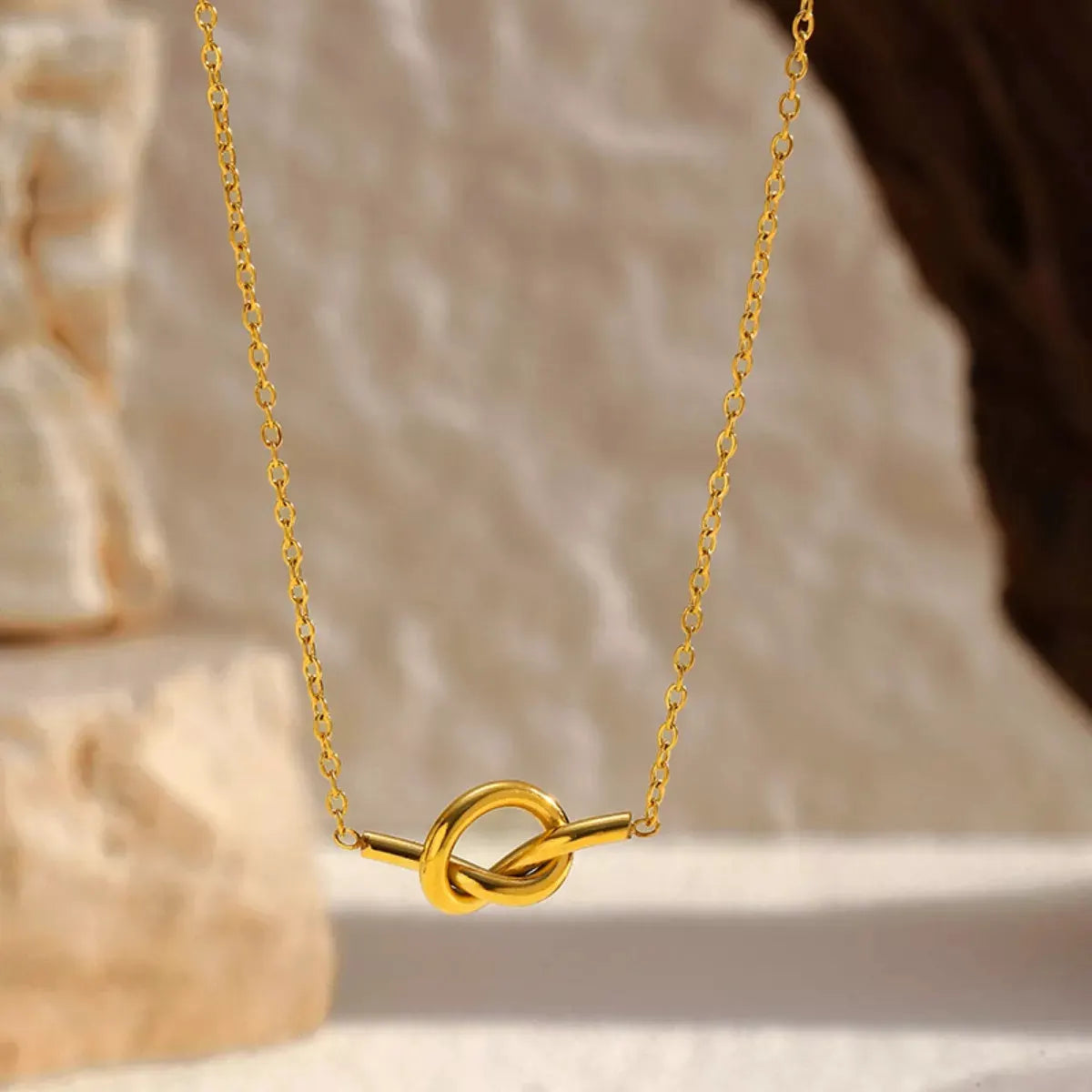 18K Gold-Plated Knot Pendant Necklace by Partner Labels
