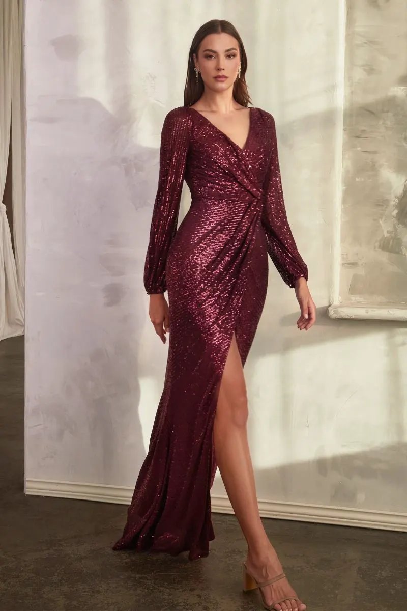 Long Sleeve Sequin Dress by Tux-USA