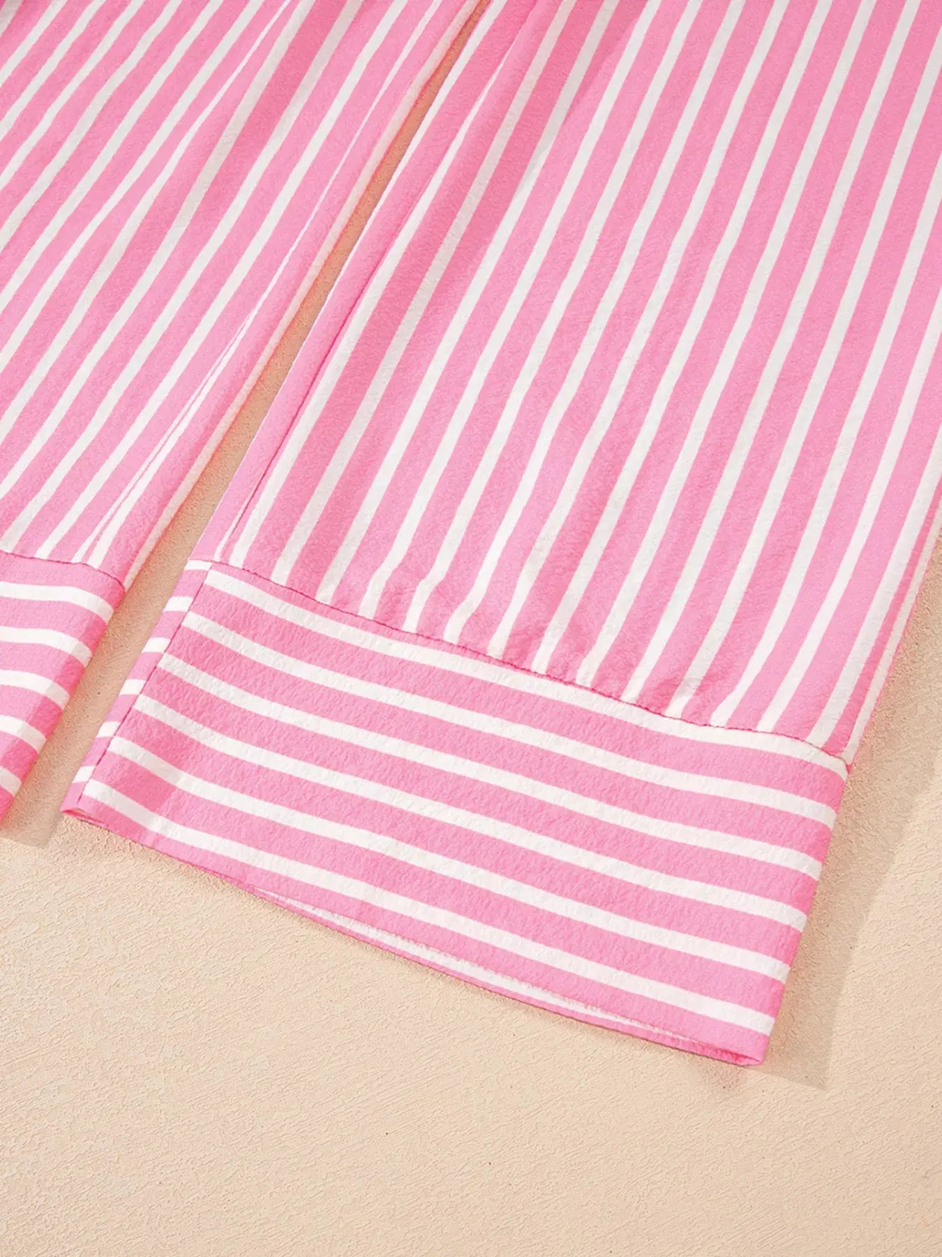 Stripe Buttoned Front Long Sleeve Top and Pants 2 Piece Sleepwear by Partner Label