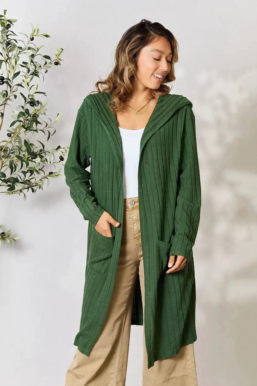 Basic Bae Full Size Hooded Sweater Cardigan by Basic Bae