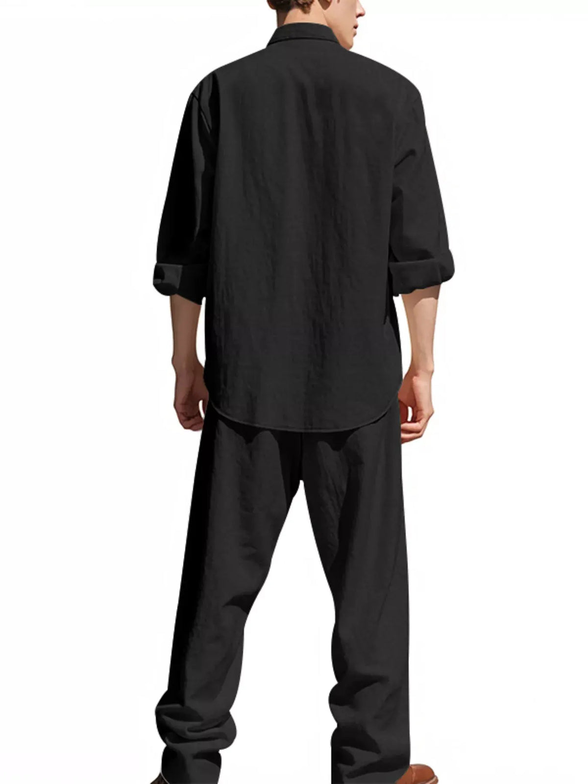 Men's Full Size Casual Button Up Shirt and Pants Plus Size by Trendsi