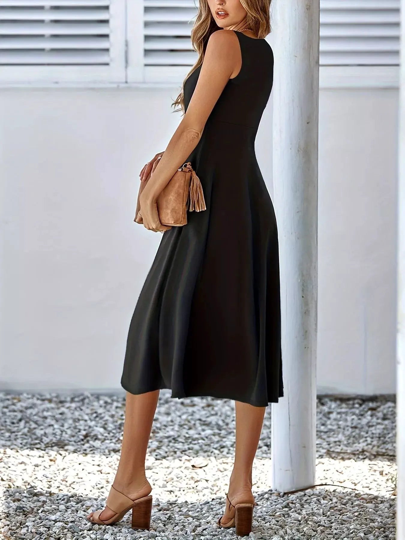 Sleeveless A-Line Midi Dress by Partner Label