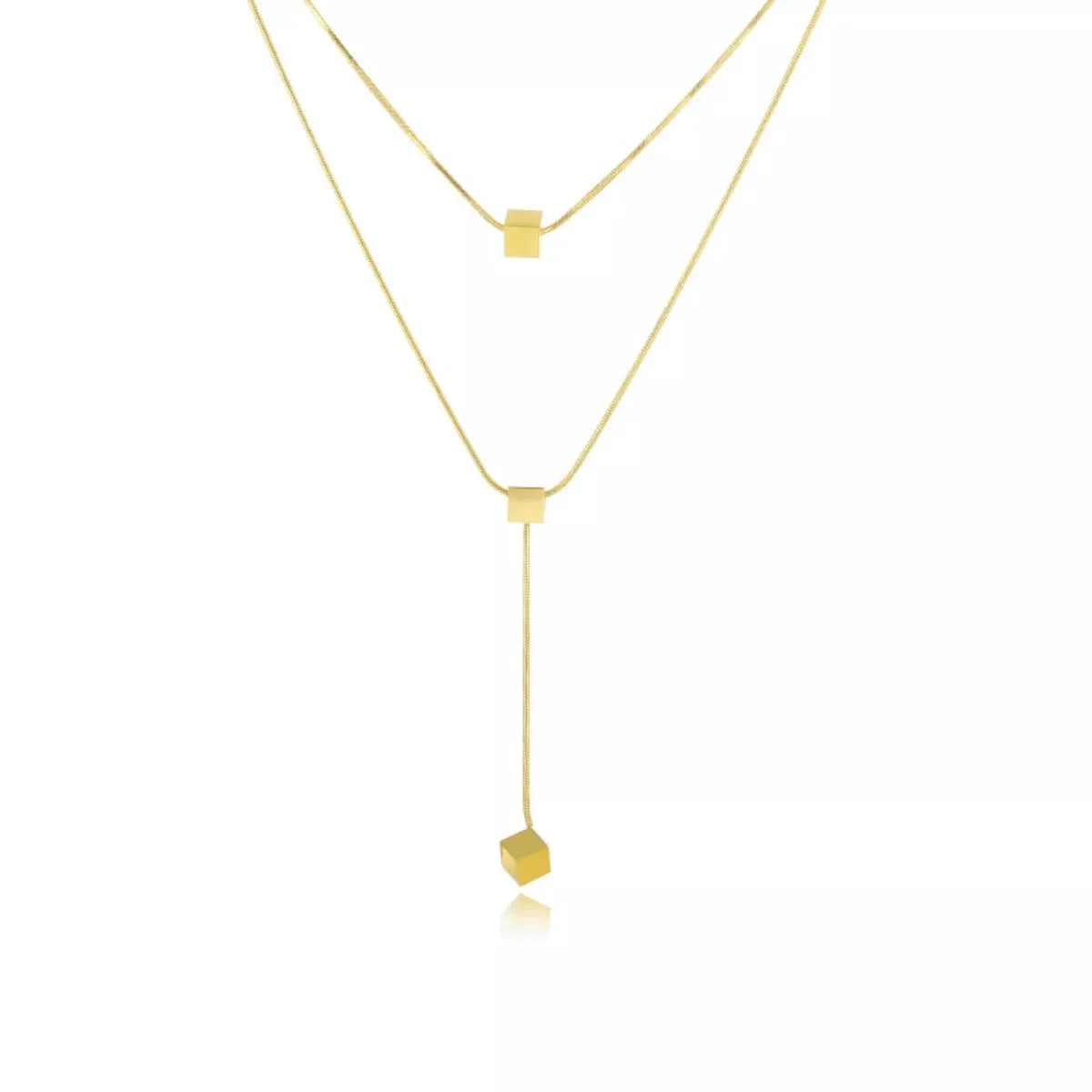 18K Gold-Plated Double Layered Geometric Necklace by Partner Labels