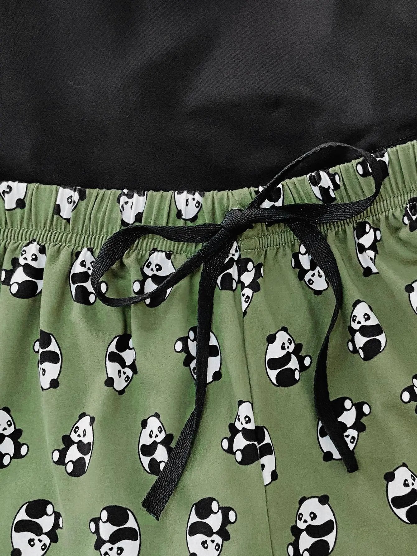 Graphic Tee and Panda Print Shorts Lounge Set by Partner Label