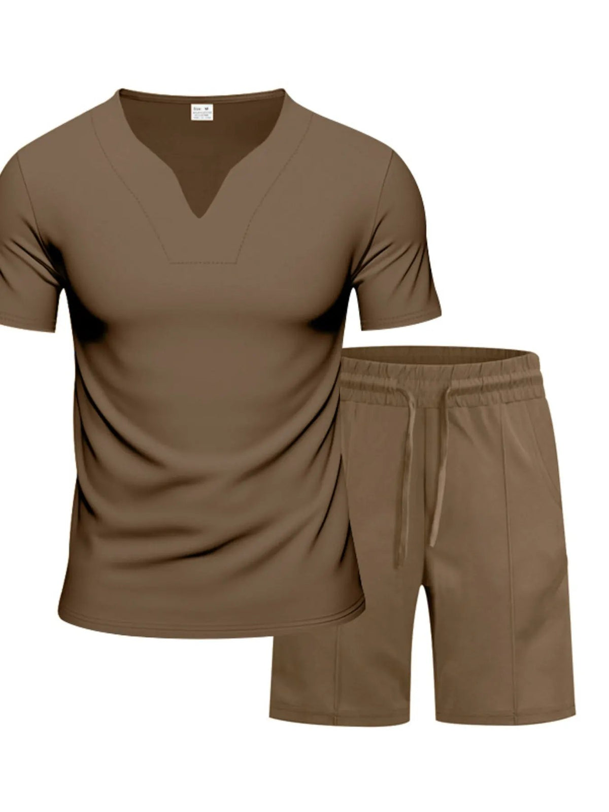 Men's Full Size V-Neck Short Sleeve T-Shirt and Shorts Set Plus Size by Trendsi