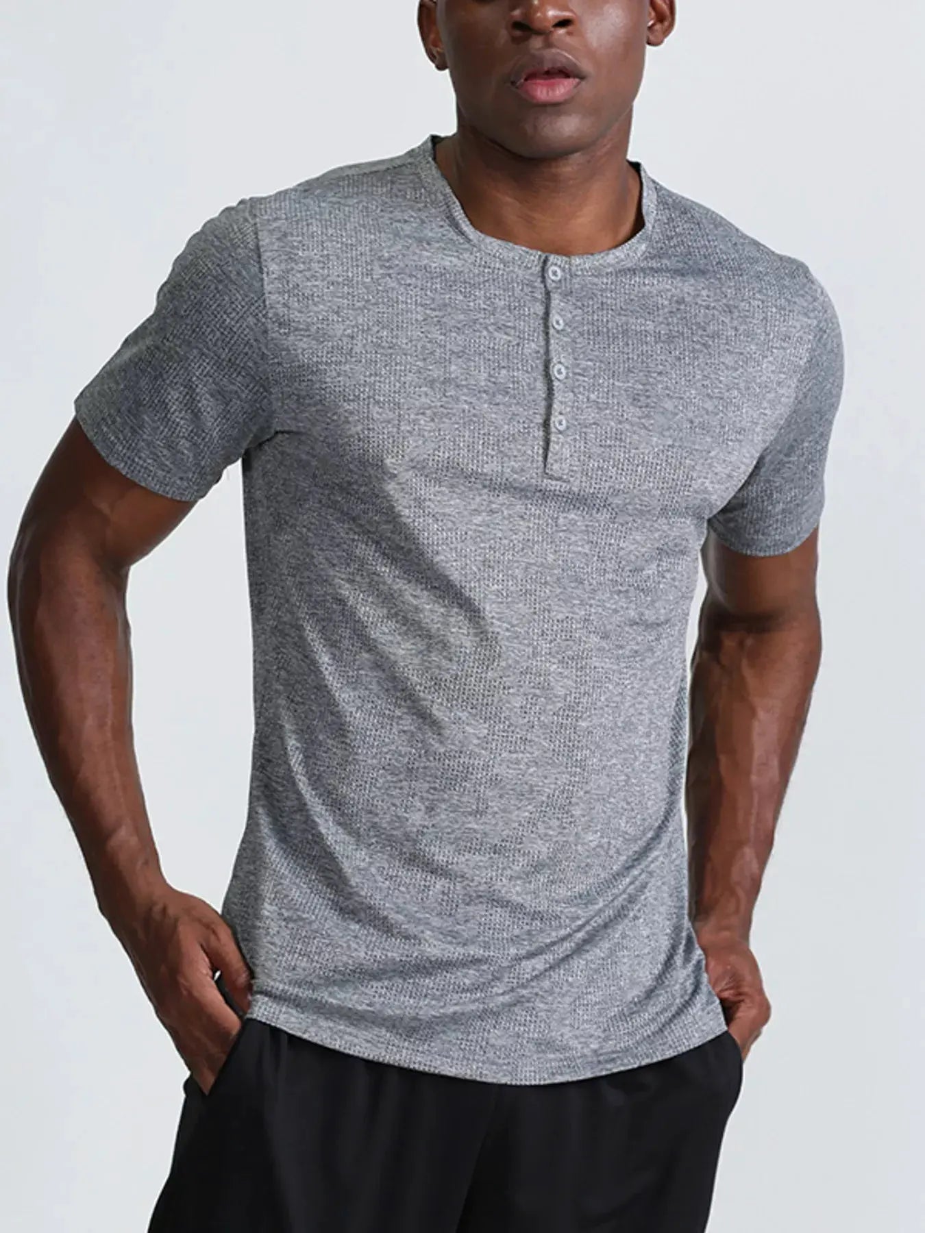 Men's Plus Size Lightweight Henley Active T-Shirt by Partner Label