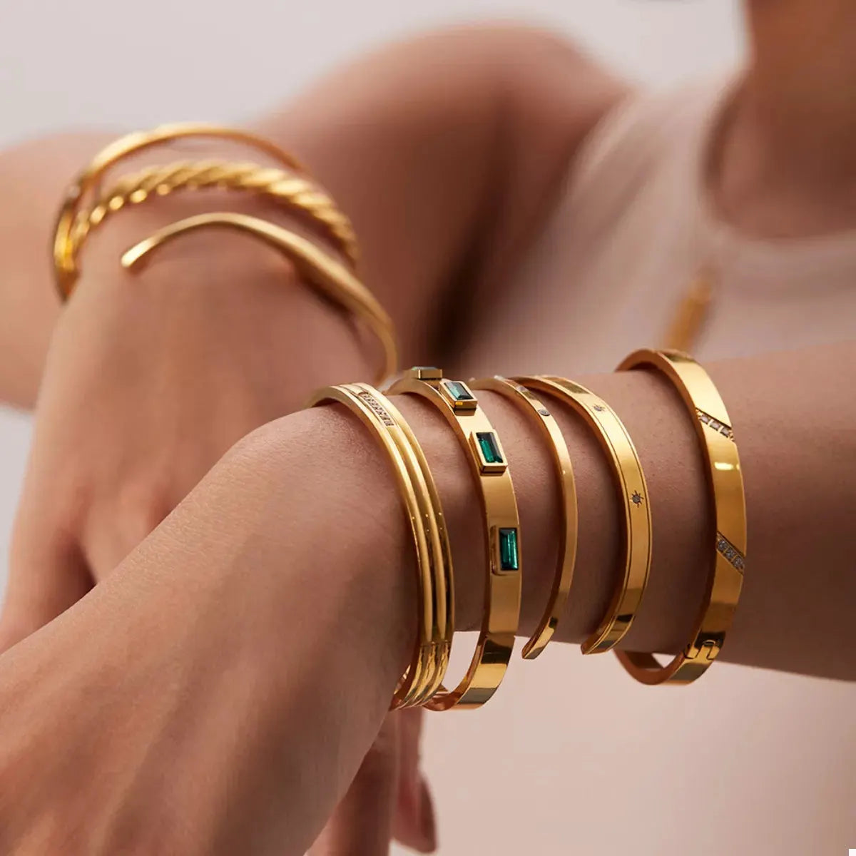 18K Gold-Plated Stainless Steel Zircon Bracelet by Partner Label