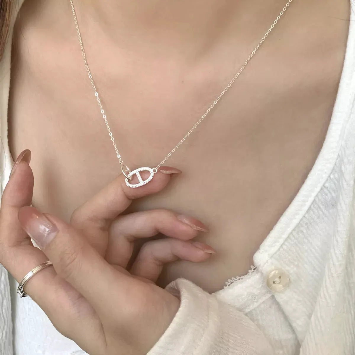 925 Sterling Silver Zircon Geometric Necklace by Partner Labels