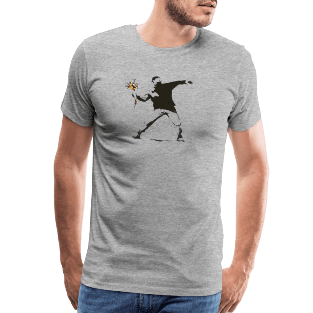 Banksy Flower Thrower artwork t-shirt by Art-O-Rama Shop